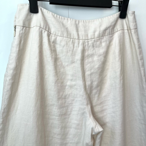 British India 100% Linen Pants Beige Cream Straight Leg Trousers, 5 (28” waist) - Picture 8 of 15